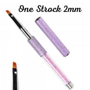 Pinceau Ongle - One Strock 2mm – Violet avec strass