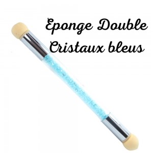 Pinceau Ongle - Eponge Double Cristaux Bleus